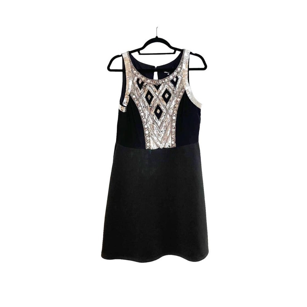 Gianni Bini Sleeveless Beaded Embellished Tank Dress Black Women's Size 12 NWT